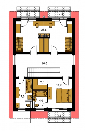 Image miroir | Plan de sol du premier étage - TREND 289